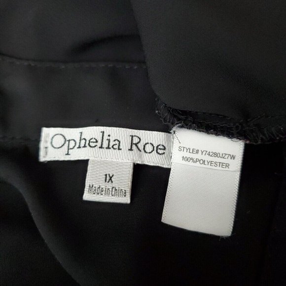 Ophelia Roe Top Plus Size 1X High Low Zip Pockets Semi Sheer Long Sleeve Black - Picture 5 of 6